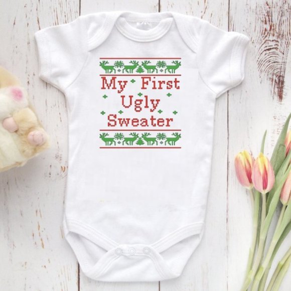 my first ugly sweater onesie
